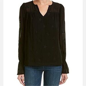 Michael Stars Split Neck Embroidered Star Blouse